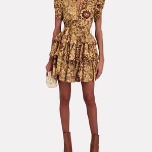 Ulla Johnson Honoria Tiered Printed Poplin Mini Dress SZ XXS